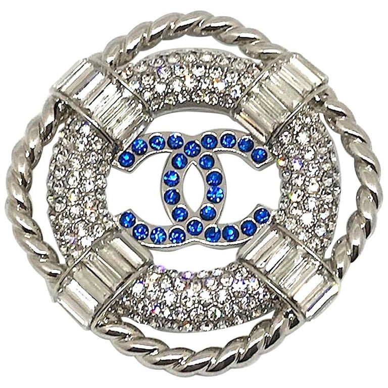 Chanel Silver Crystal Baguette CC Brooch – The Closet