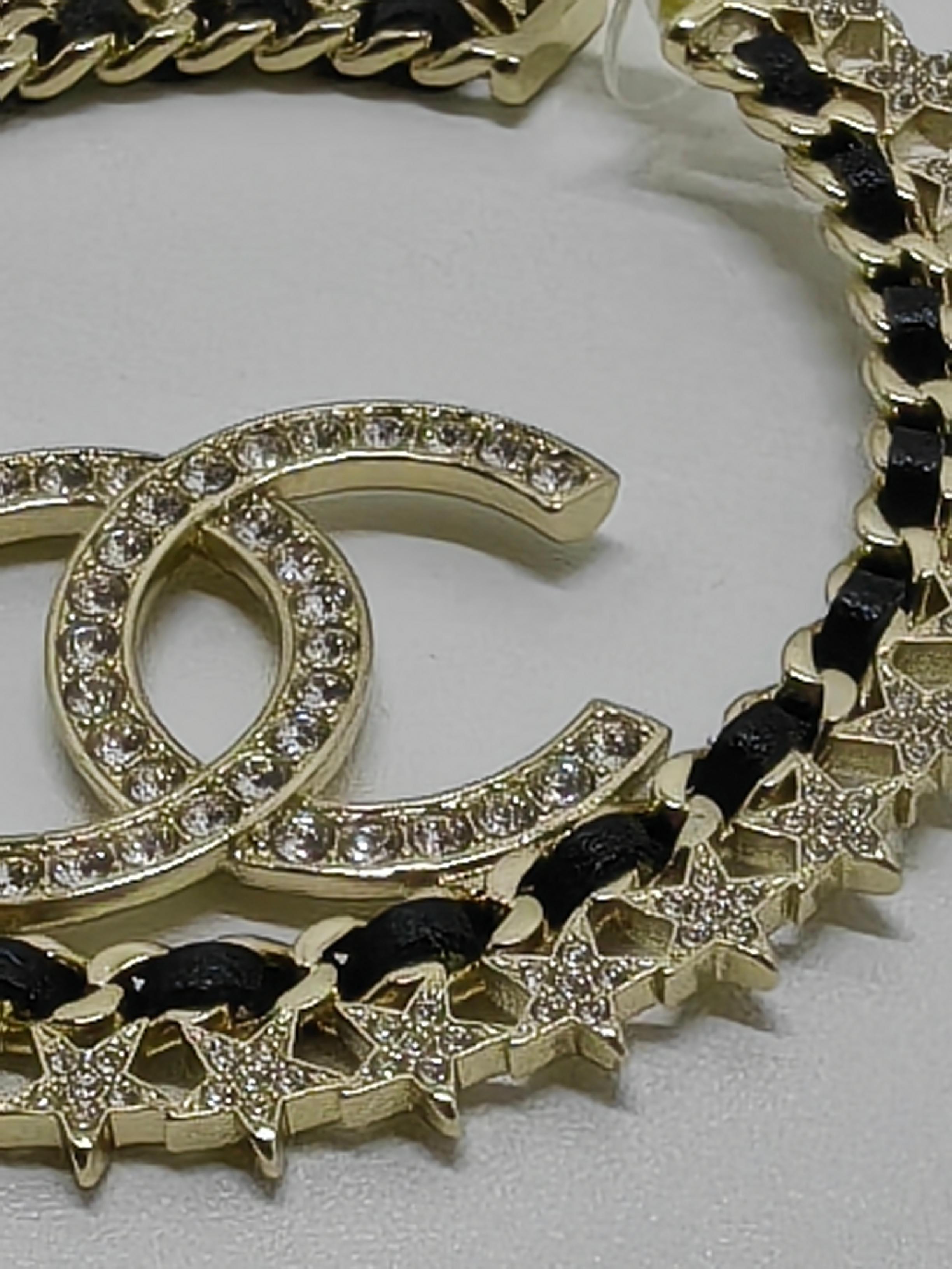 Contemporary Chanel Rhinestone Star Hoop B23 Earrings