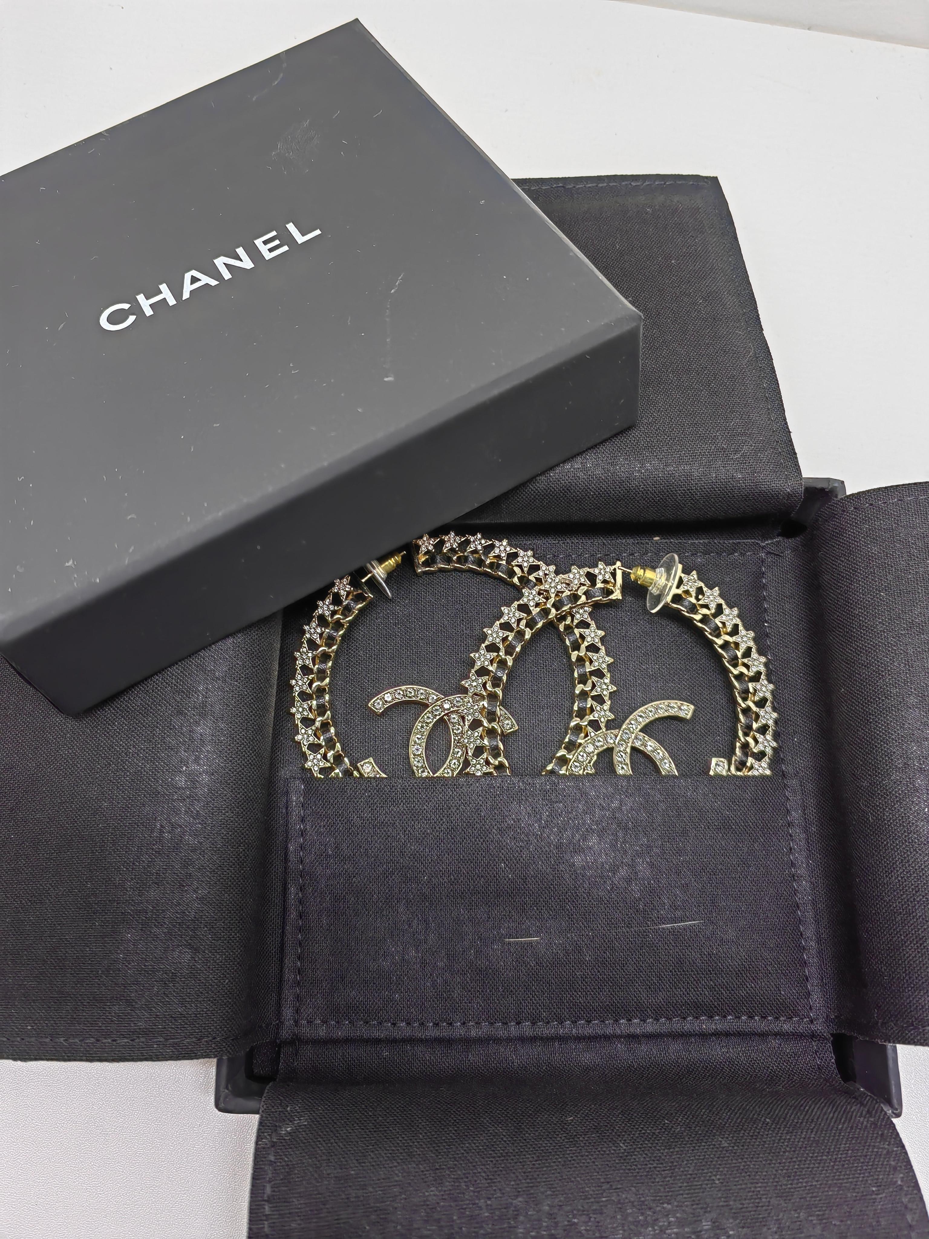 Chanel Rhinestone Star Hoop B23 Earrings 1