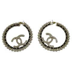 Chanel Rhinestone Star Hoop B23 Earrings
