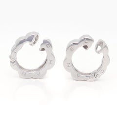 Chanel Rhodium-Plated 18k White Gold  'Profil de Camélia' Huggie Ear Clips