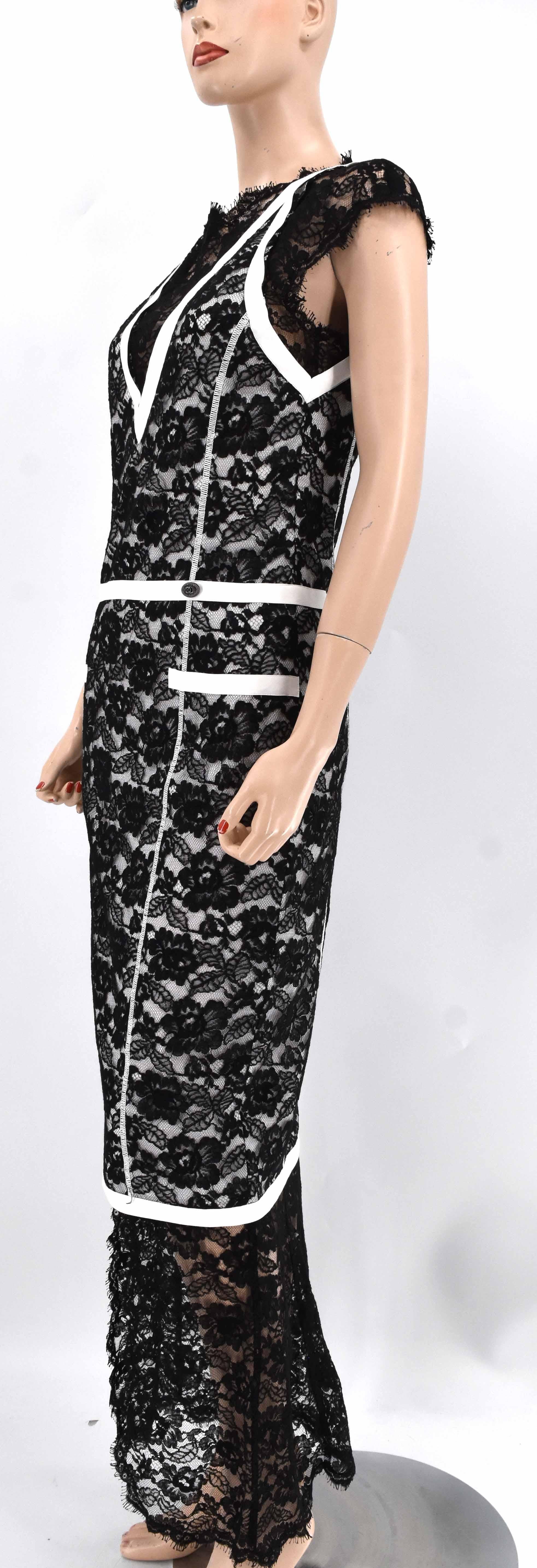 Chanel Ribbon Embellished Maxi Runway Lace Dress Cruise 2014 14C $7, 750 For Sale 4