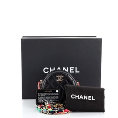 Chanel Ribbon Round Clutch With Chain Quilted Lambskin