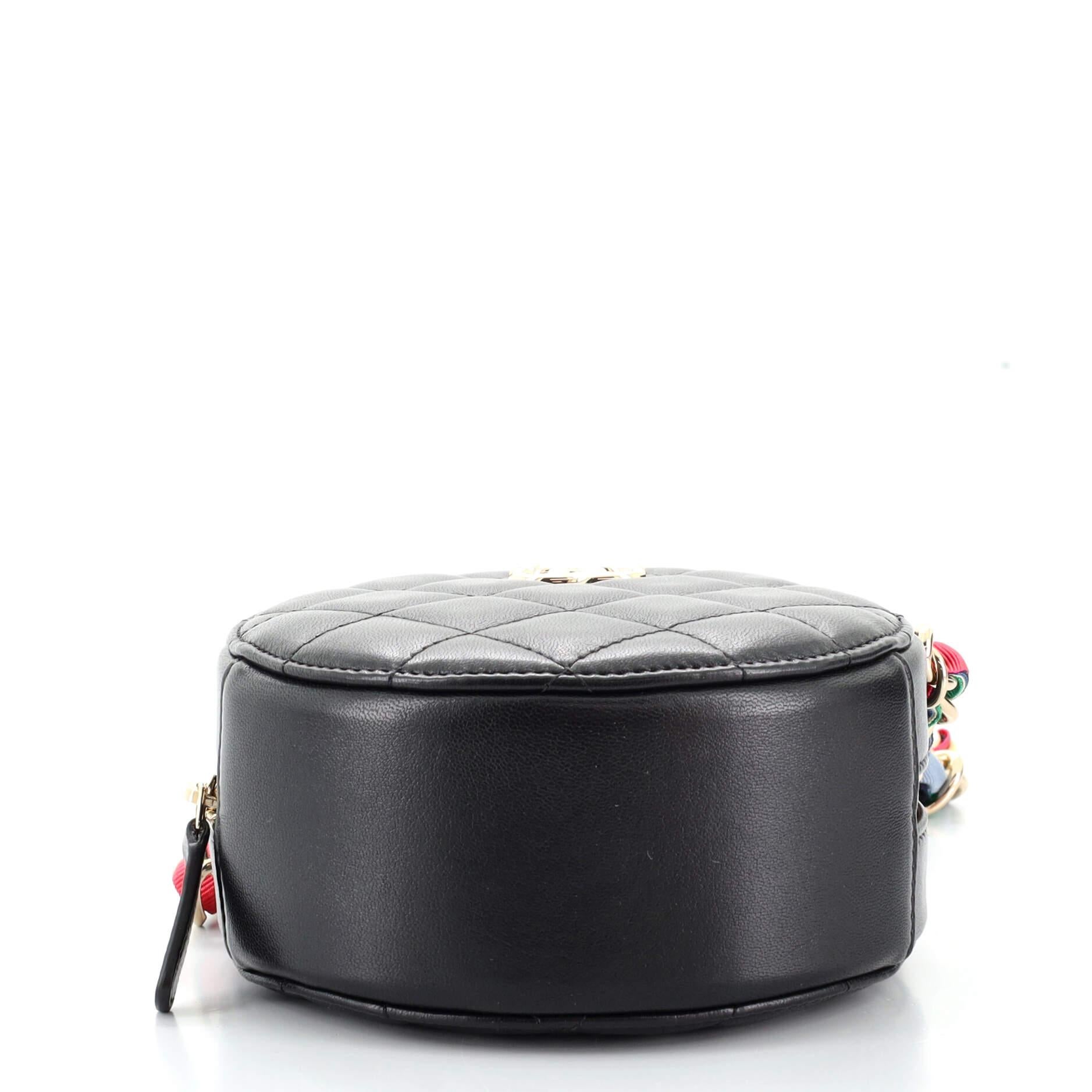 Chanel Ribbon Round Clutch With Chain Quilted Lambskin In Good Condition In NY, NY