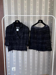 Chanel Ribbon Tweed Black Suit with CC Buttons