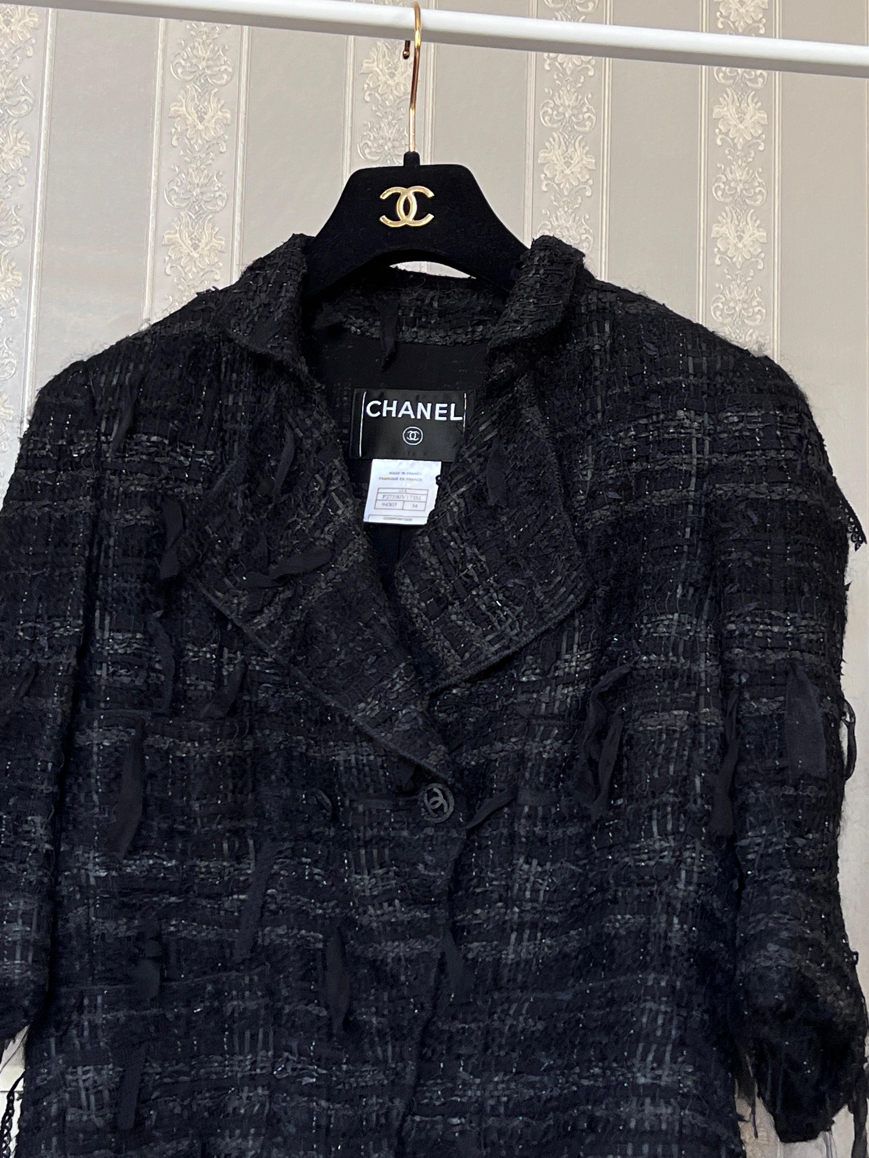 Chanel Ribbon Tweed Black Suit with CC Buttons 1