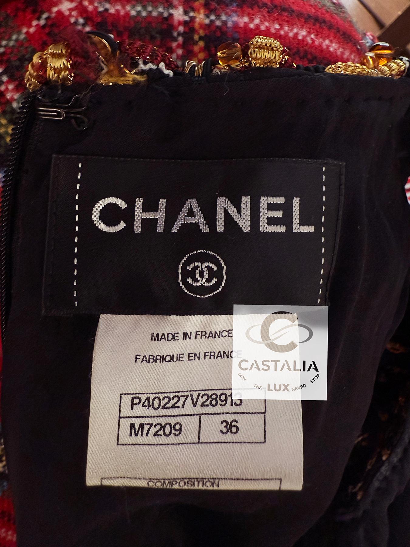 Abito Chanel in tweed con nastri e decori Jewell 36 FR 11