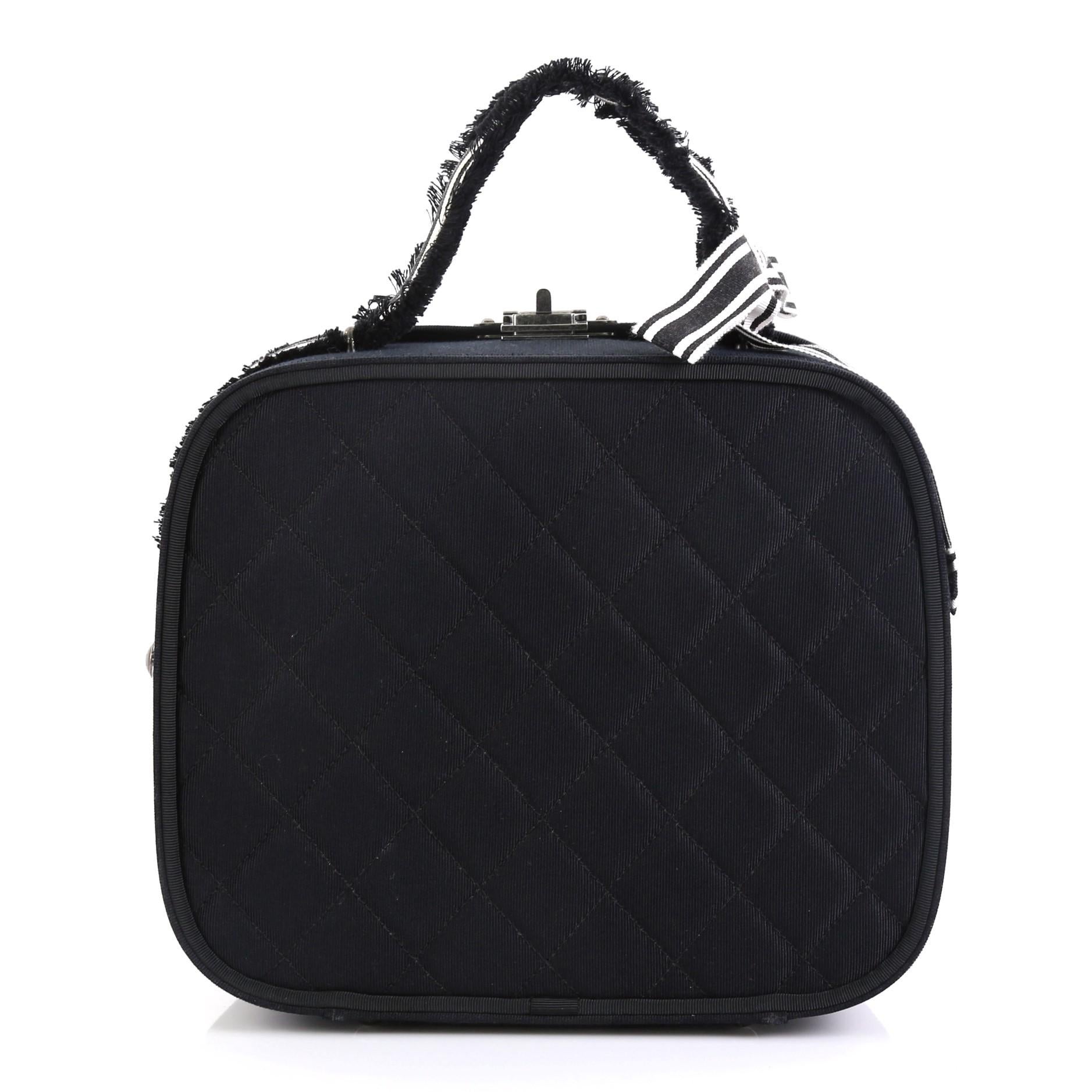 Chanel Ribbon Vanity Case Quilted Grosgrain Medium  In Good Condition In NY, NY