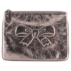Chanel Ribbon Zip Pouch Crinkled Leather Small