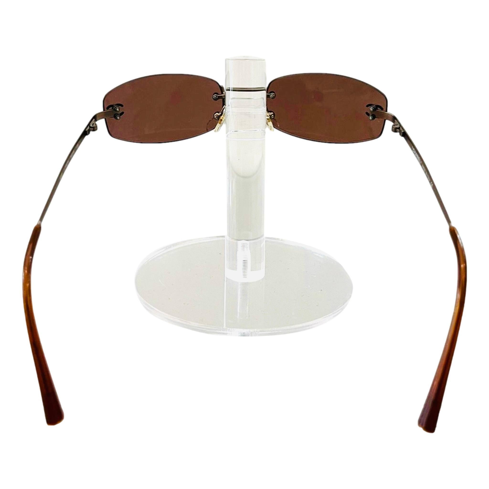 White Chanel Rimless 'CC' Logo Sunglasses