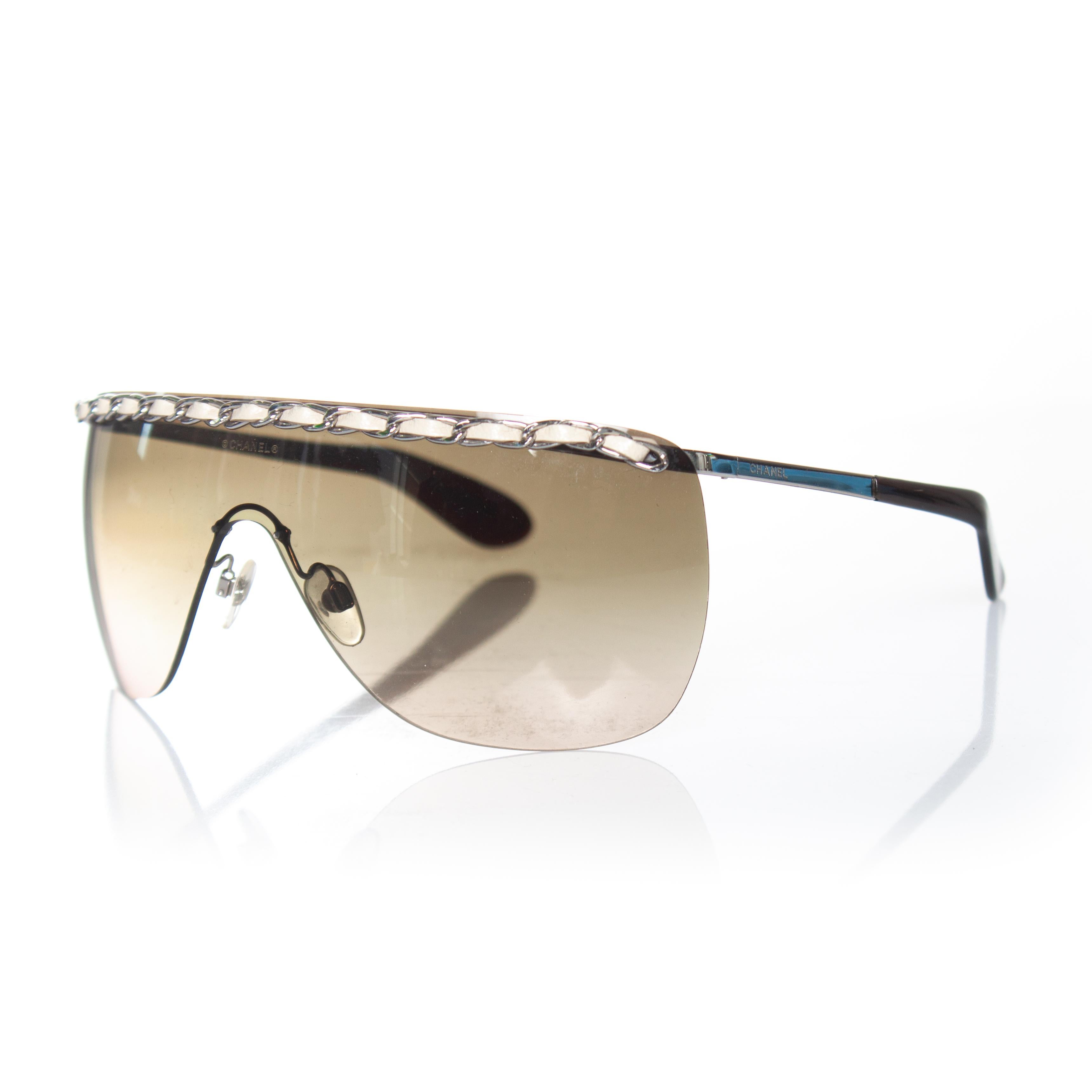 Chanel, rimless shield chain sunglasses For Sale 1