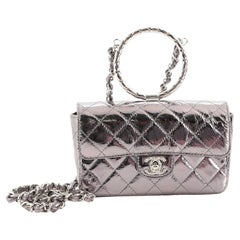 Chanel Ring Handle CC Flap Bag Quilted Metallic Calfskin Mini