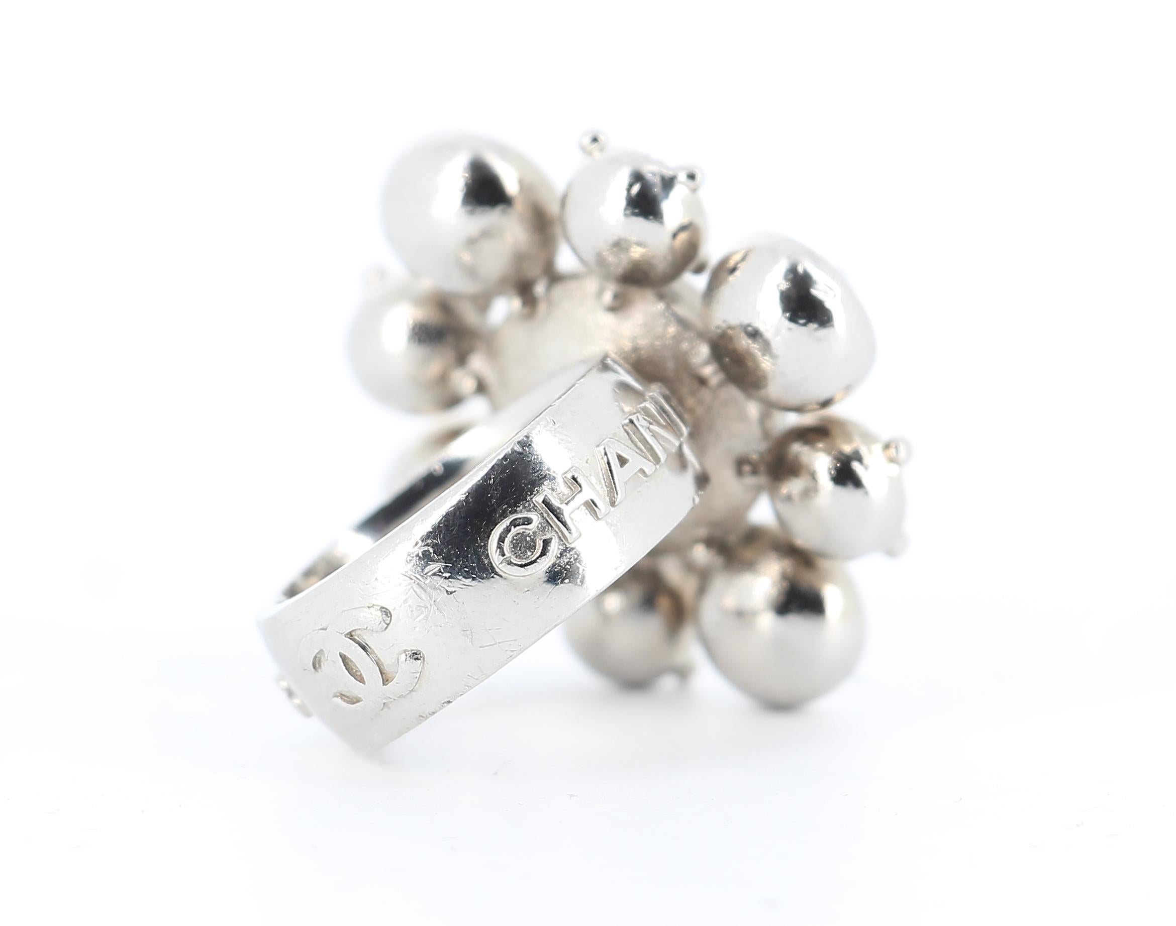 Women's Chanel Ring in Silver Tone Metal