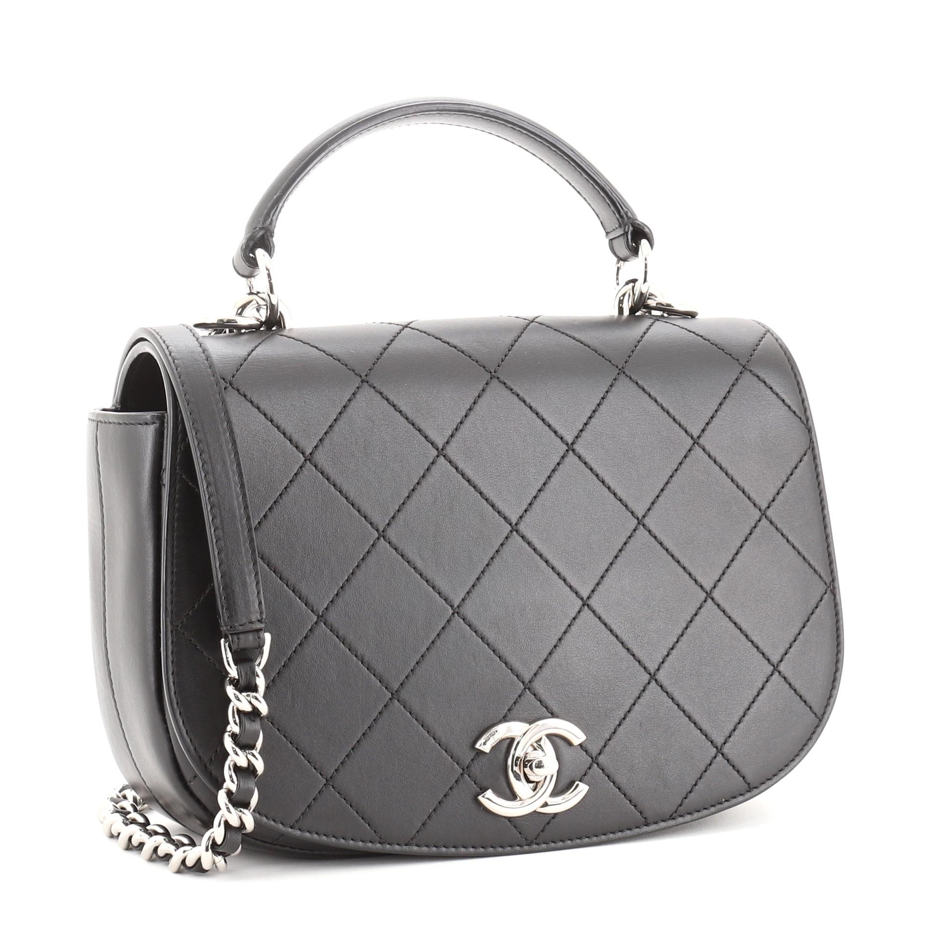 Nero Chanel Ring My Bag Borsa a manico alto in pelle di vitello Stitch by Stitch Medium