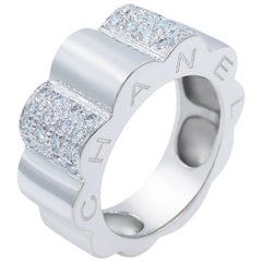 Chanel Ring with Pave Diamonds 0.50 Carat 18 Karat White Gold