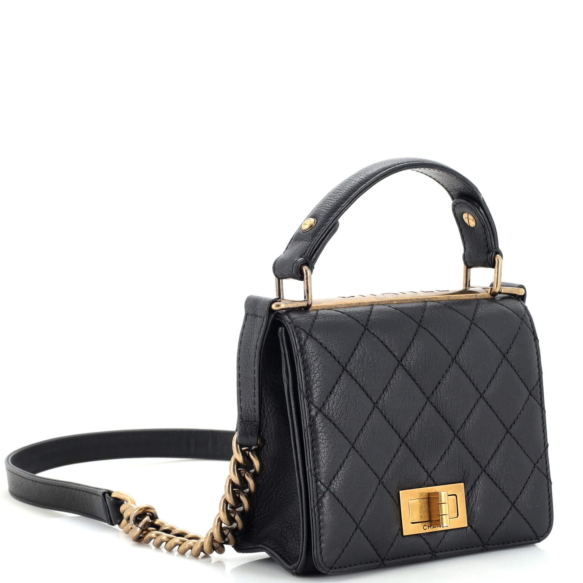 Chanel Rita Top Handle Flap Bag Quilted Goatskin Small In Good Condition In NY, NY