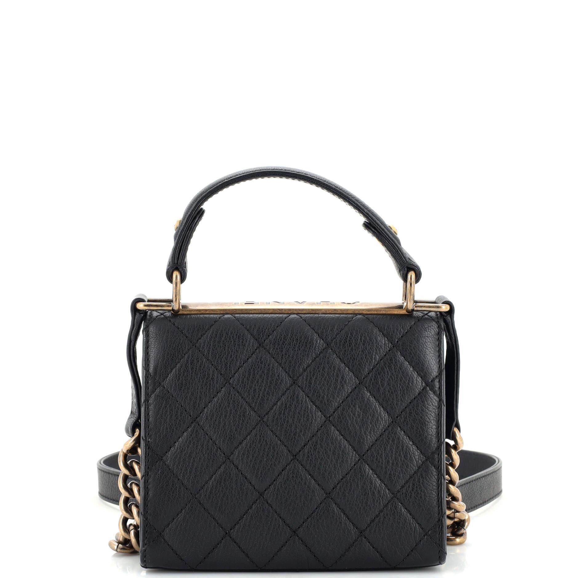 Women's or Men's Chanel Rita Top Handle Flap Bag Quilted Goatskin Small