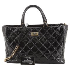 Chanel Rita Tote Quilted Glazed Crackled Calfskin Small Black