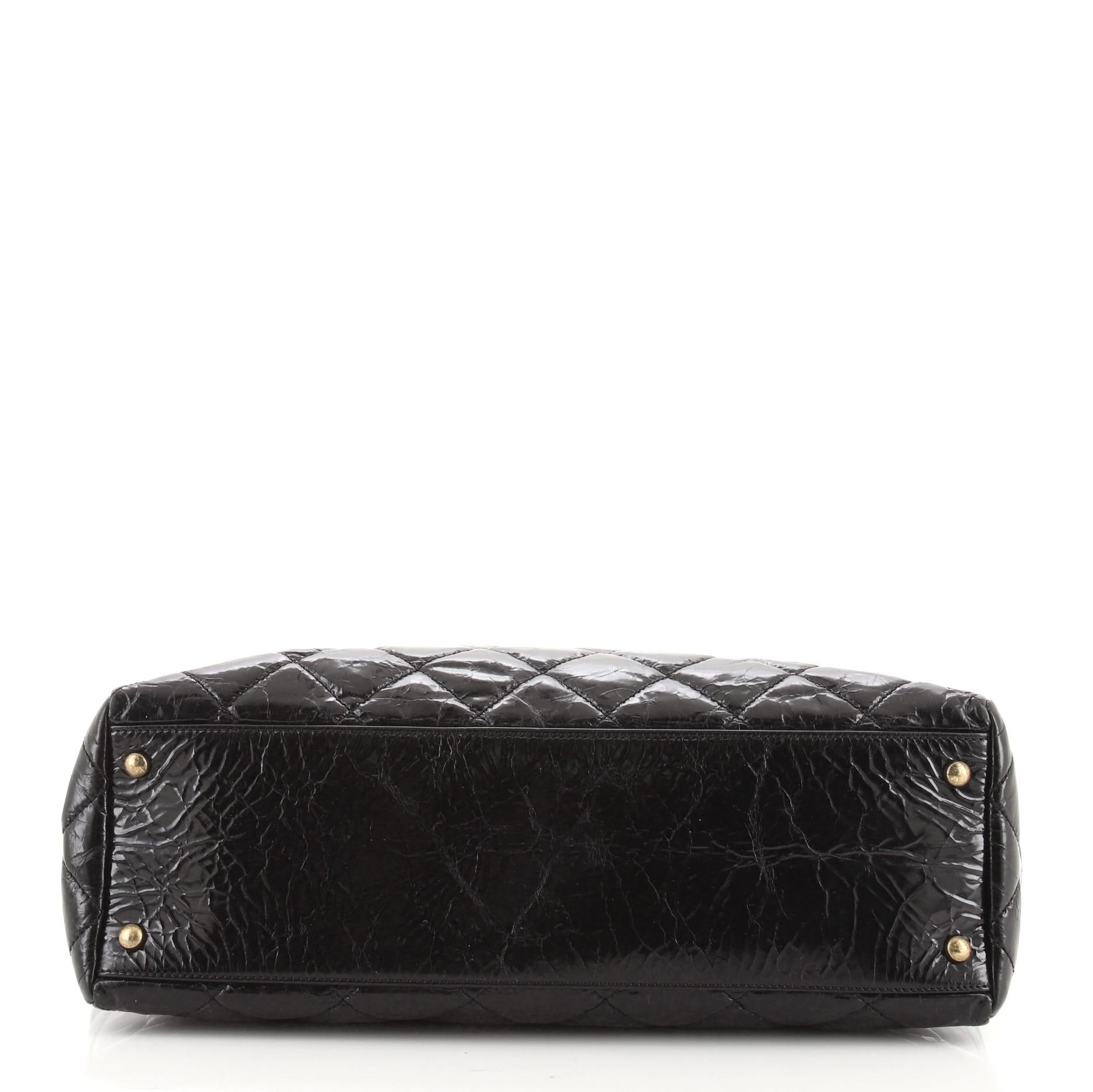 Black Chanel Rita Tote Quilted Glazed Crackled Calfskin Small