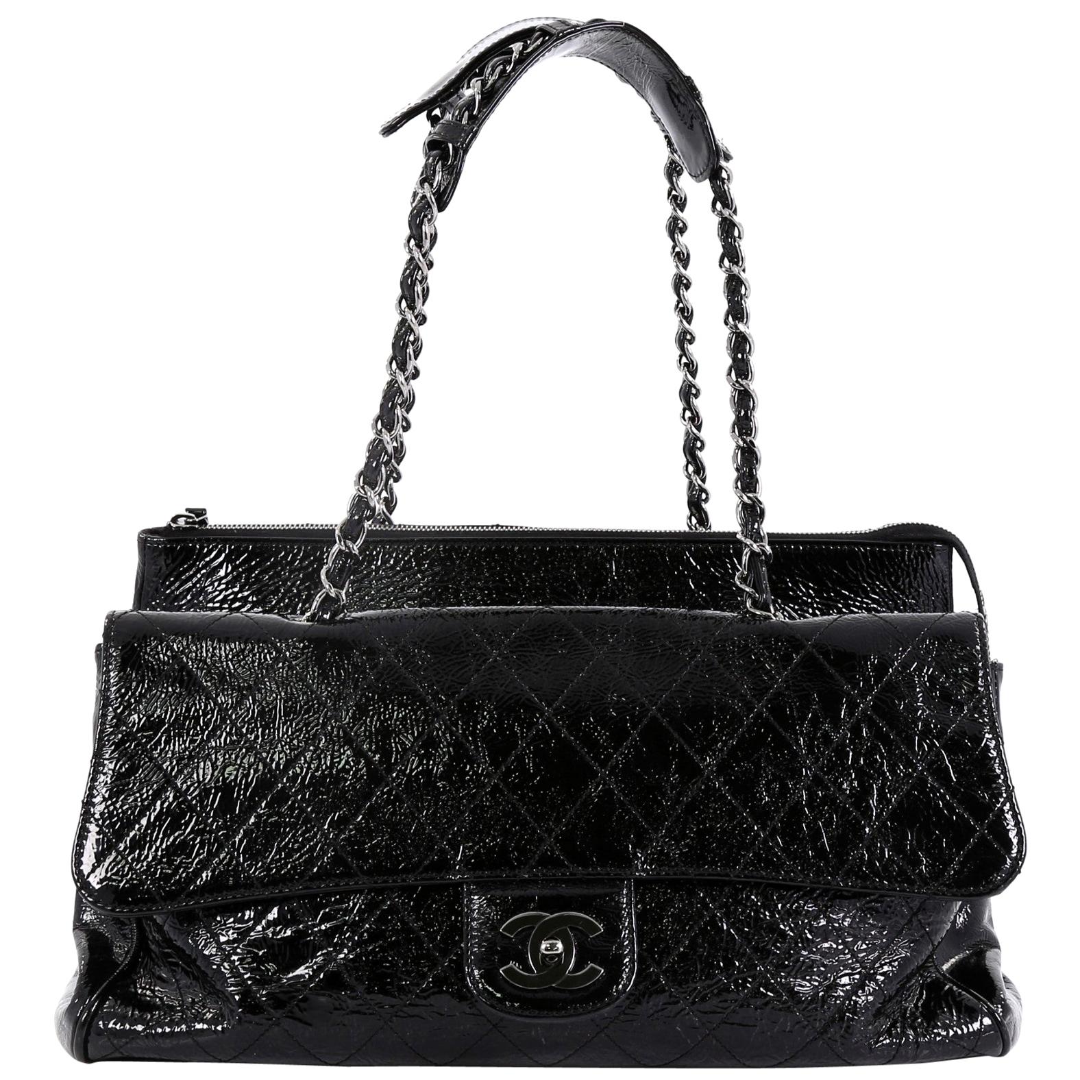 Chanel Ritz Flap Bag Quilted Patent Large at 1stDibs