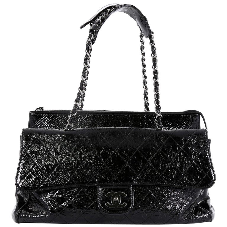 Chanel Black Lambskin Soft Flap Ritz Bag Large PHW - AGL1472