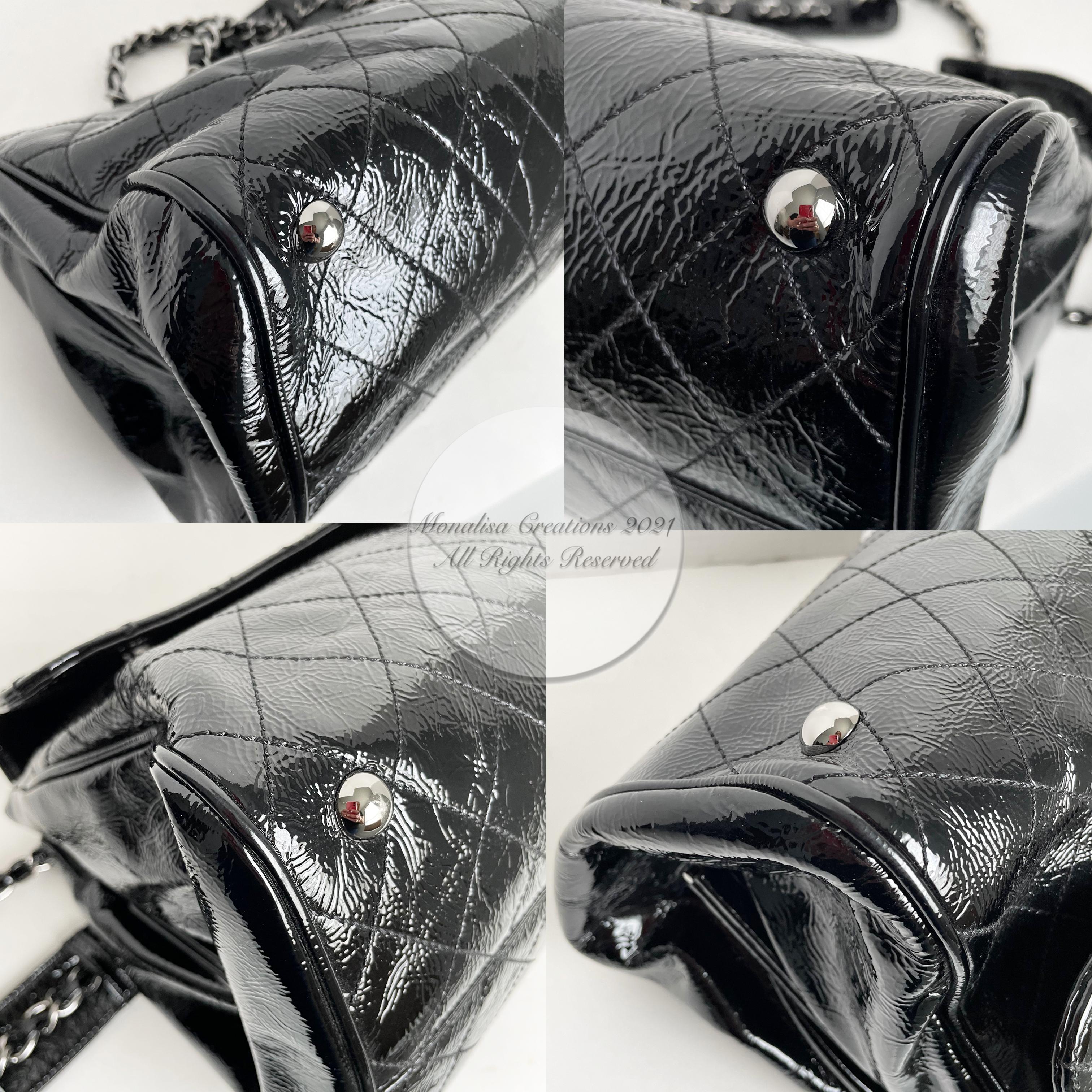 Chanel Ritz Shoulder Bag Convertible Clutch Black Matelasse Patent Leather  3