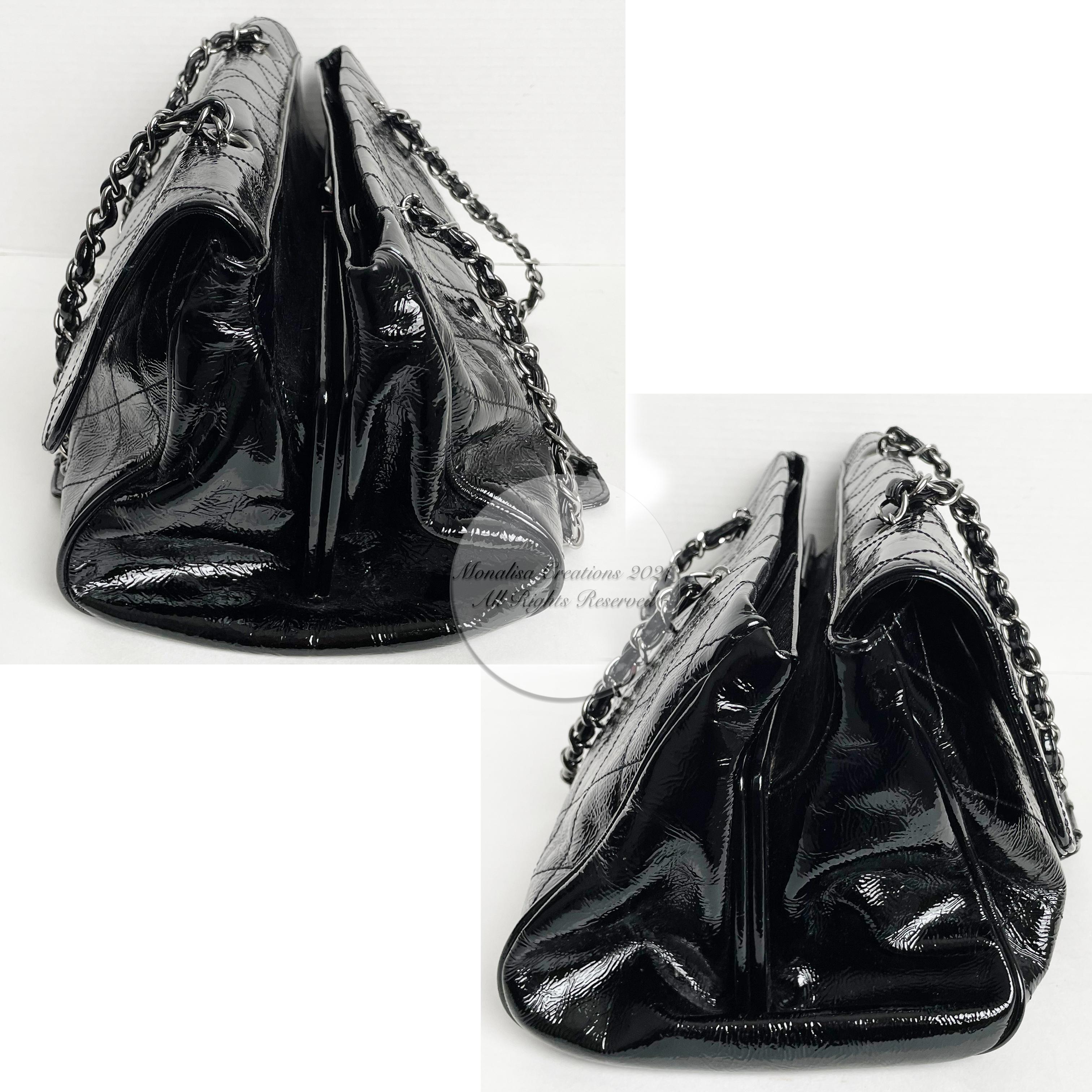 Men's Chanel Ritz Shoulder Bag Convertible Clutch Black Matelasse Patent Leather 