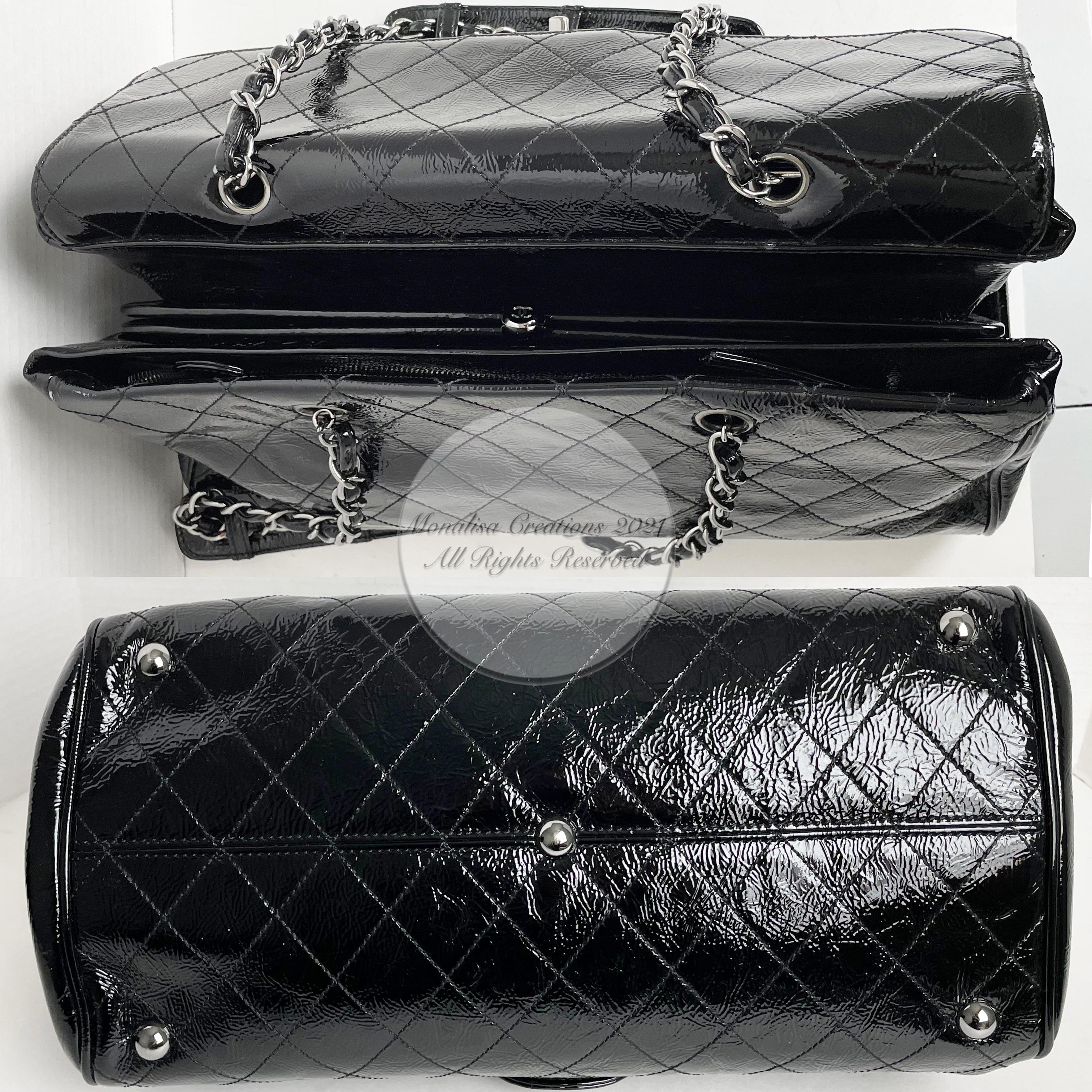 Chanel Ritz Shoulder Bag Convertible Clutch Black Matelasse Patent Leather  2