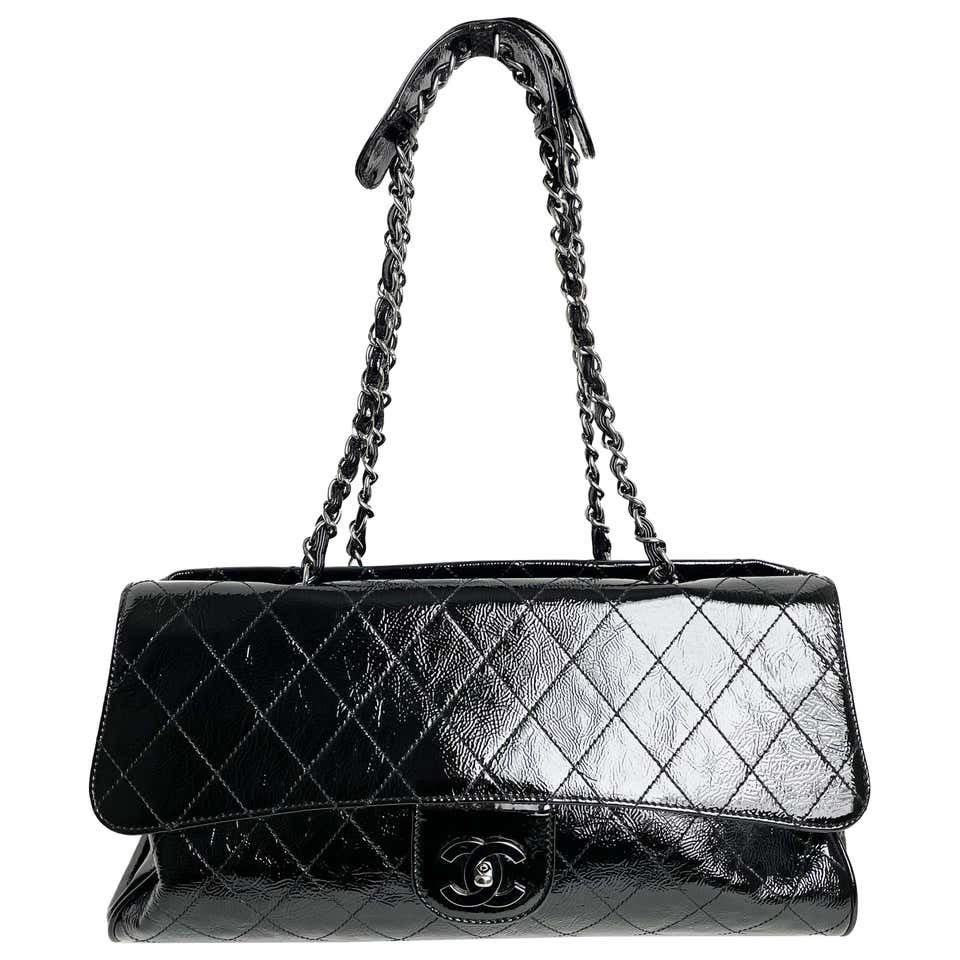 Chanel Ritz Shoulder Bag Convertible Clutch Black Matelasse Patent ...
