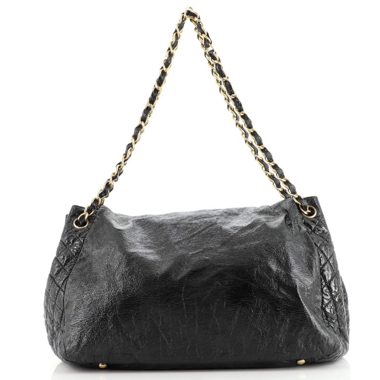 Chanel Black Patent Vinyl Rock and Chain Large Hobo Bag - Yoogi's