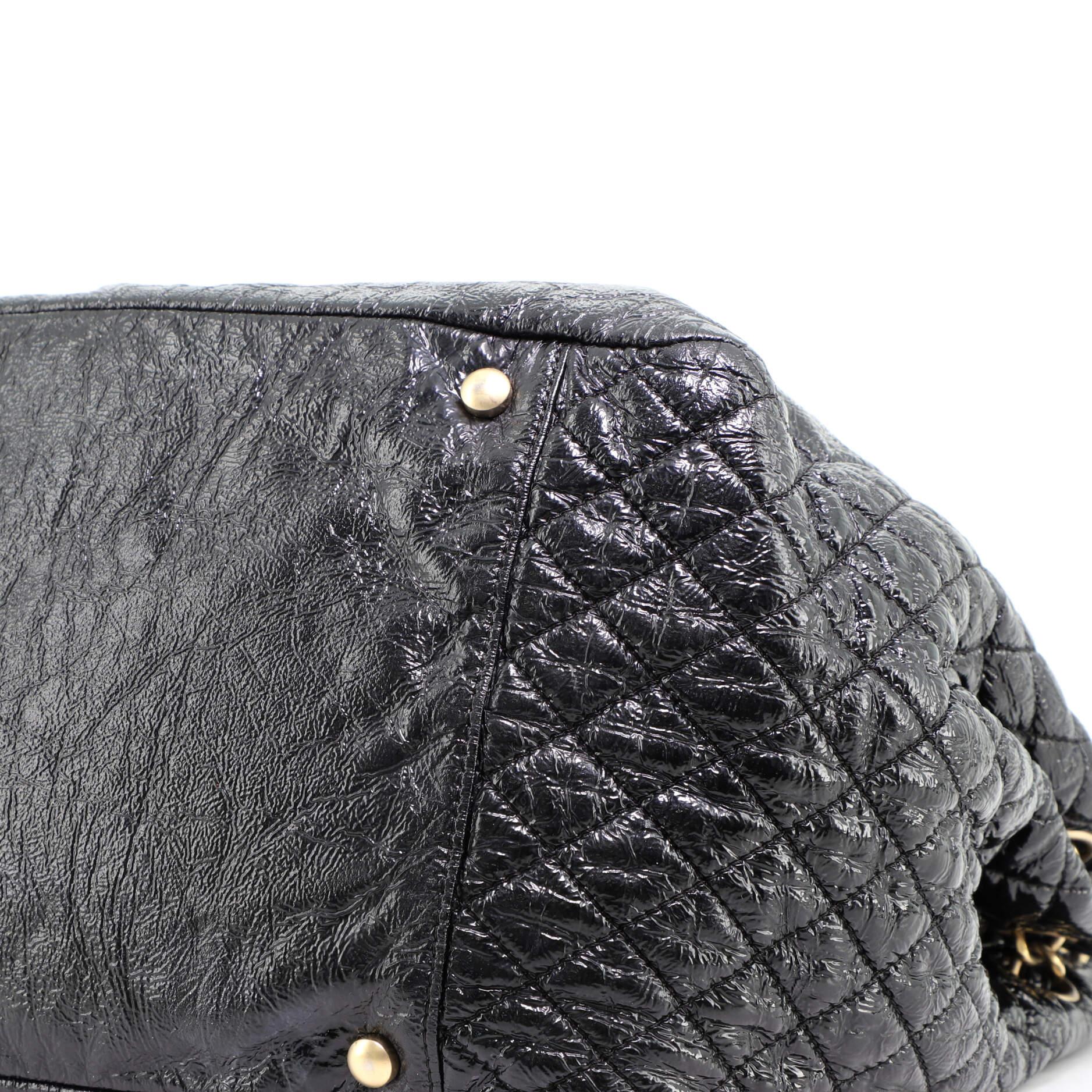 Women's or Men's Chanel Rock and Chain Accordion Flap Bag Patent Vinyl Medium