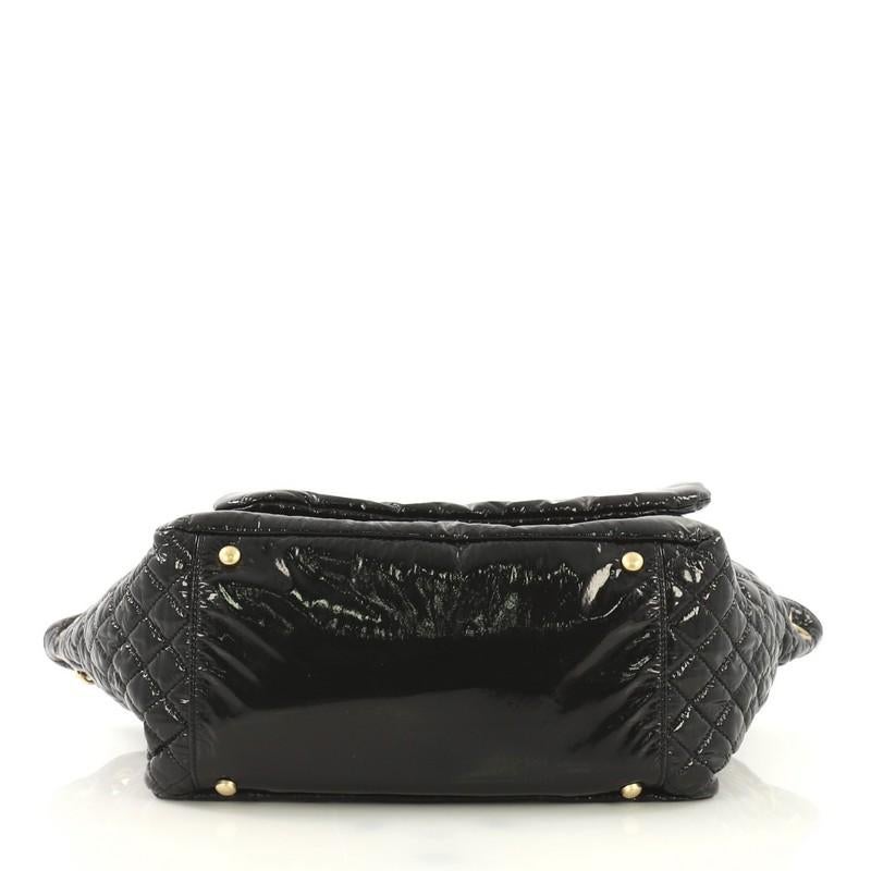 Black Chanel Rock and Chain Accordion Flap Bag Patent Vinyl Small