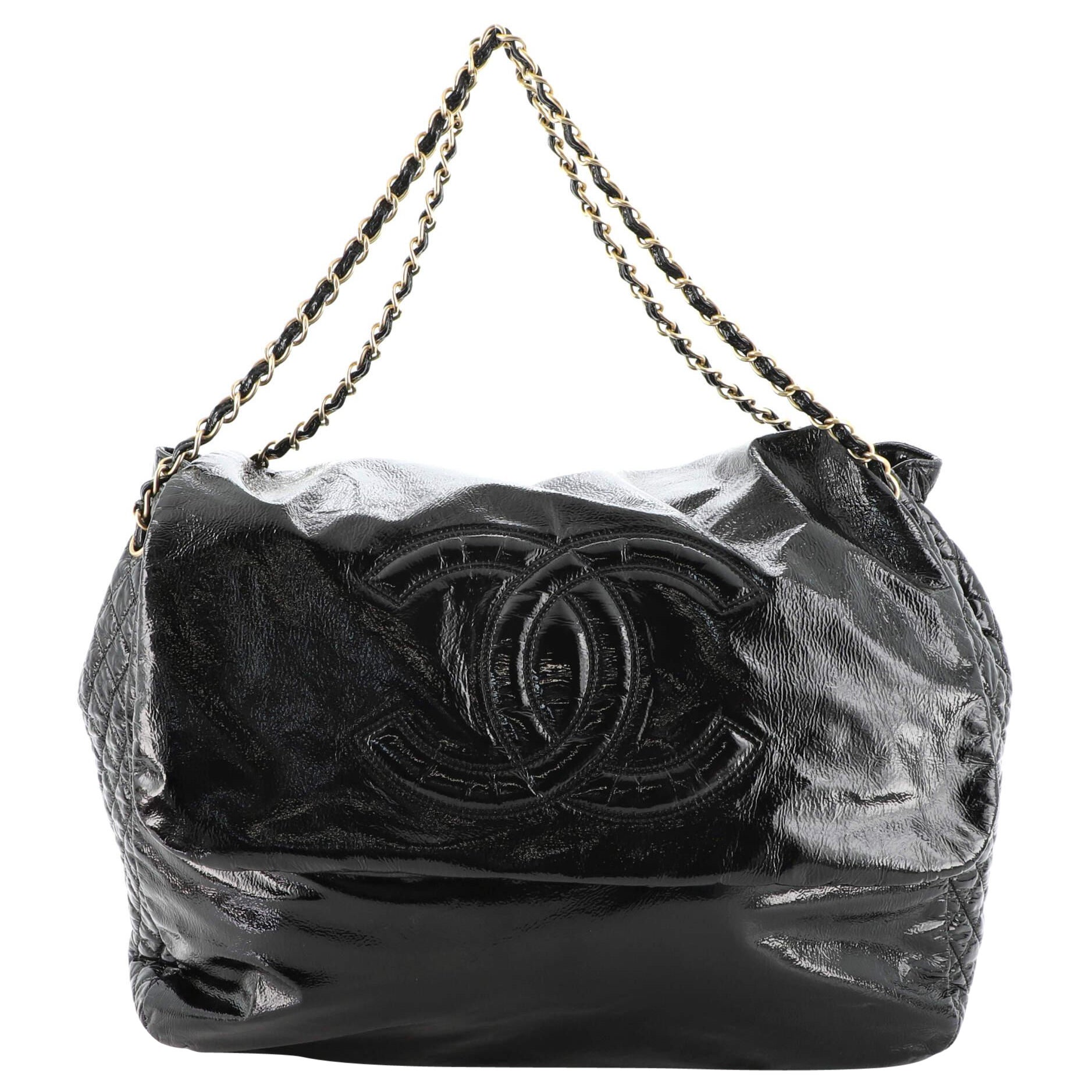 Chanel Rock and Chain Accordion Flap Bag Patent Vinyl XL