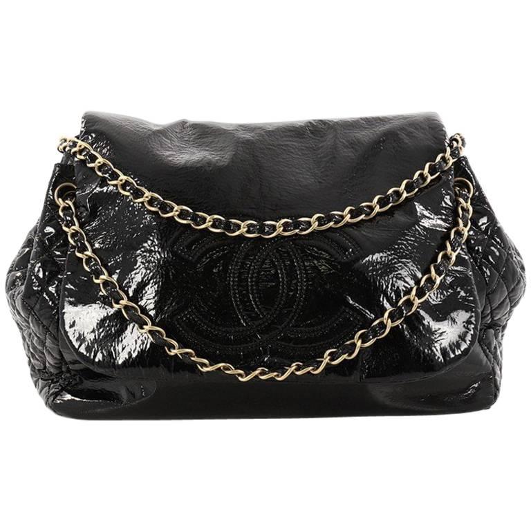 Chanel Rock and Chain Flap Bag Patent Vinyl Large