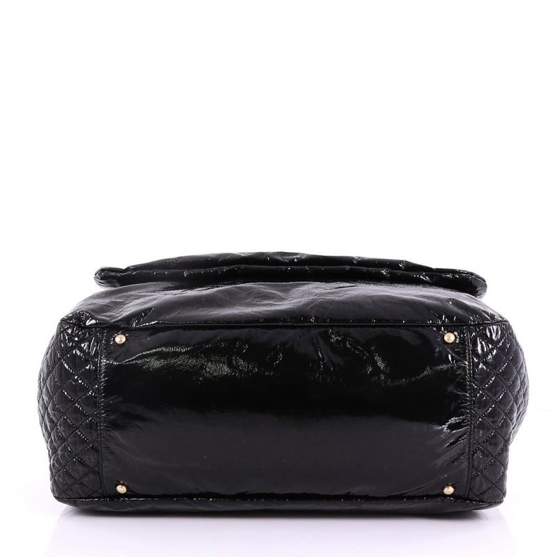 Black Chanel Rock and Chain Flap Bag Patent XL