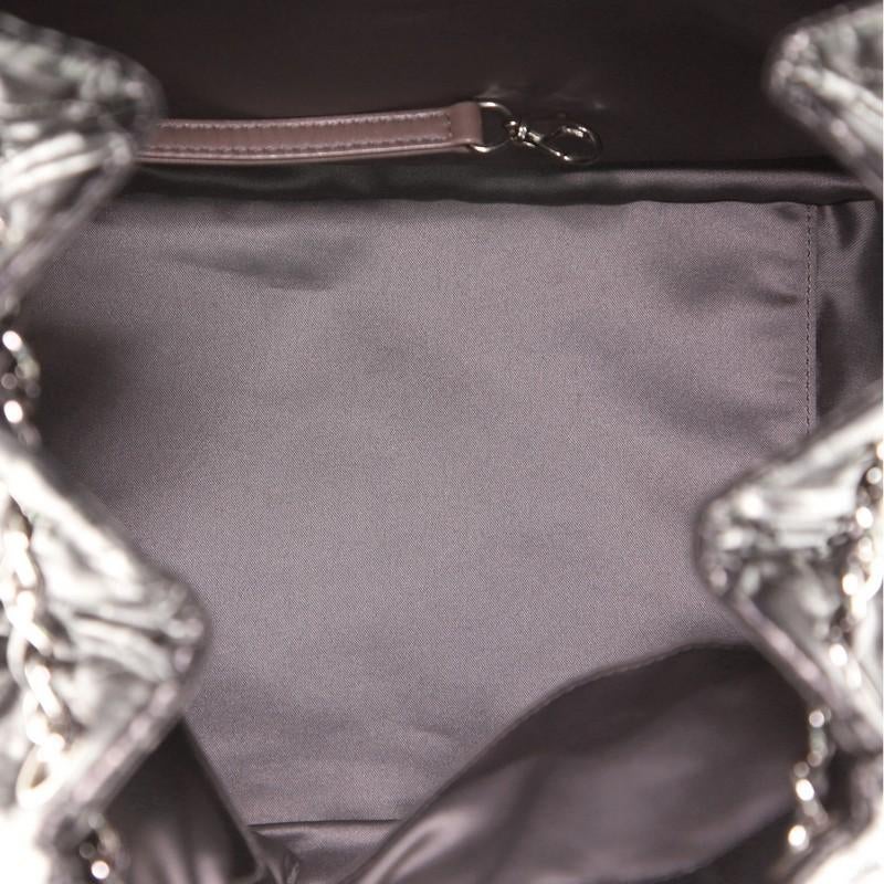Gray Chanel Rock in Moscow Accordion Tote Quilted Printed Nylon Medium