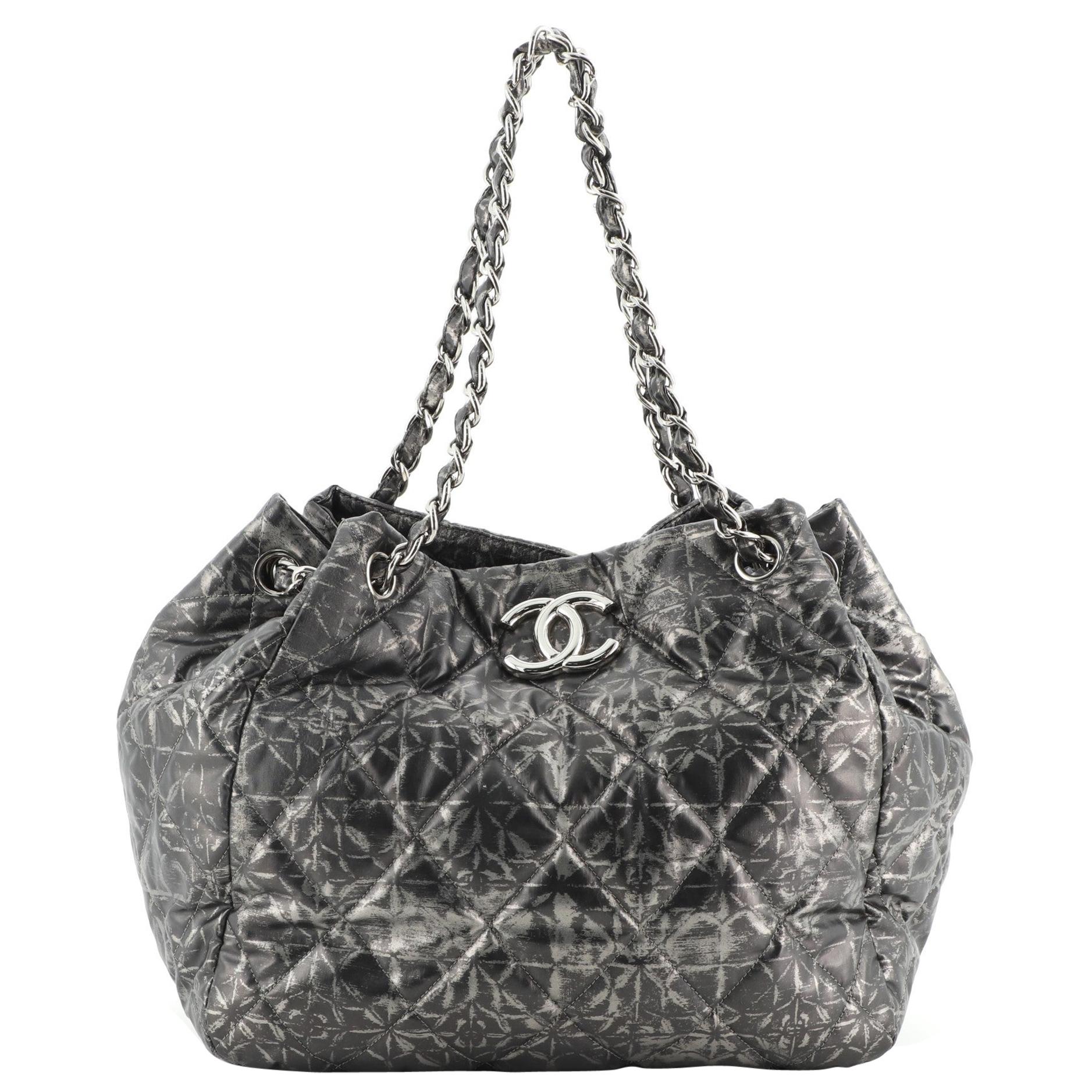 Chanel Chain Handle CC Flap Bag Quilted Caviar with Studded Detail