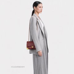Chanel Rock The Corner Mini Flap Bag Burgundy Calfskin Leather Gold HW Corners