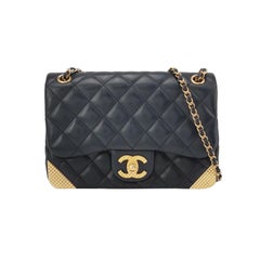Chanel Rock The Corner Mini Flap Bag Navy Calfskin Leather Gold Hardware Corners Chanel Rock The Corner Mini Flap Bag Navy Calfskin Leather Gold Hardware Corners