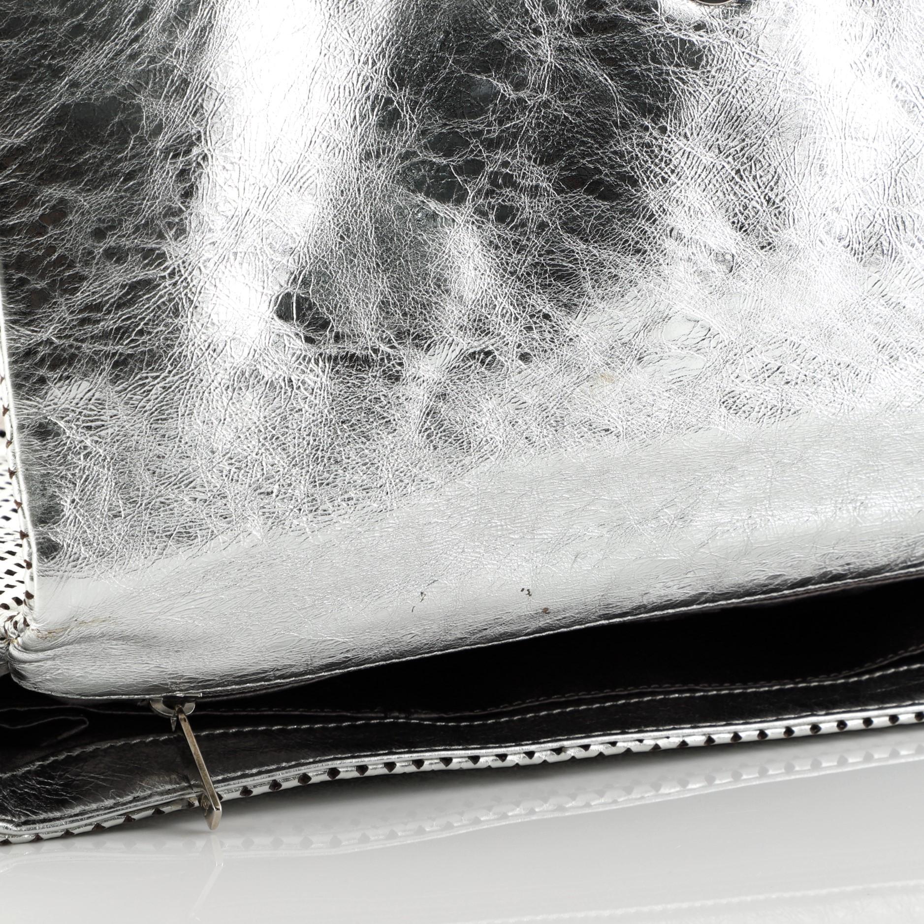 Gray Chanel Rodeo Drive Flap Bag Perforated Leather Medium