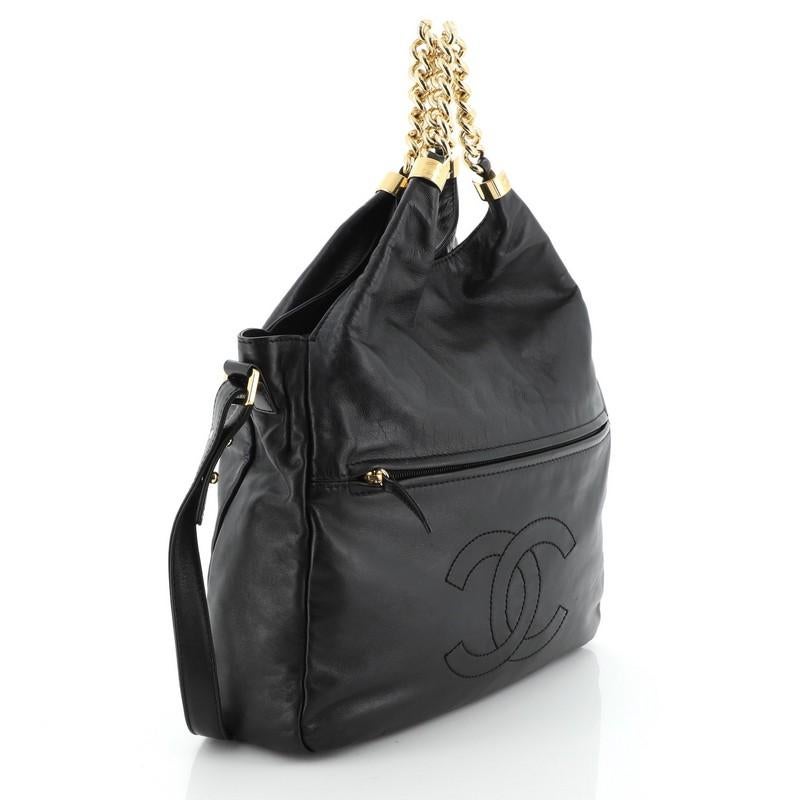 Black Chanel Rodeo Drive Hobo Leather Large