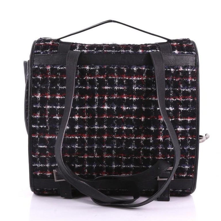 Chanel Roll Backpack Tweed with Quilted Calfskin Medium at 1stDibs