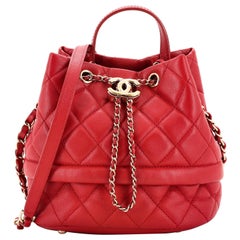 Chanel Rolled Up Drawstring Bucket Bag Quilted Caviar Small