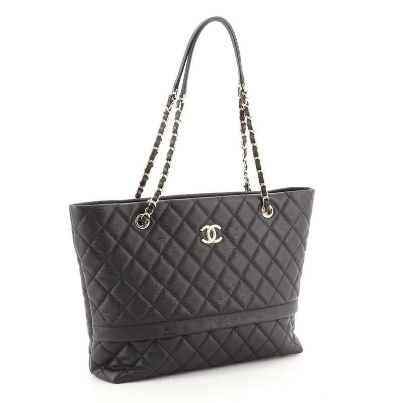 Black Chanel Rolled Up Tote Quilted Caviar