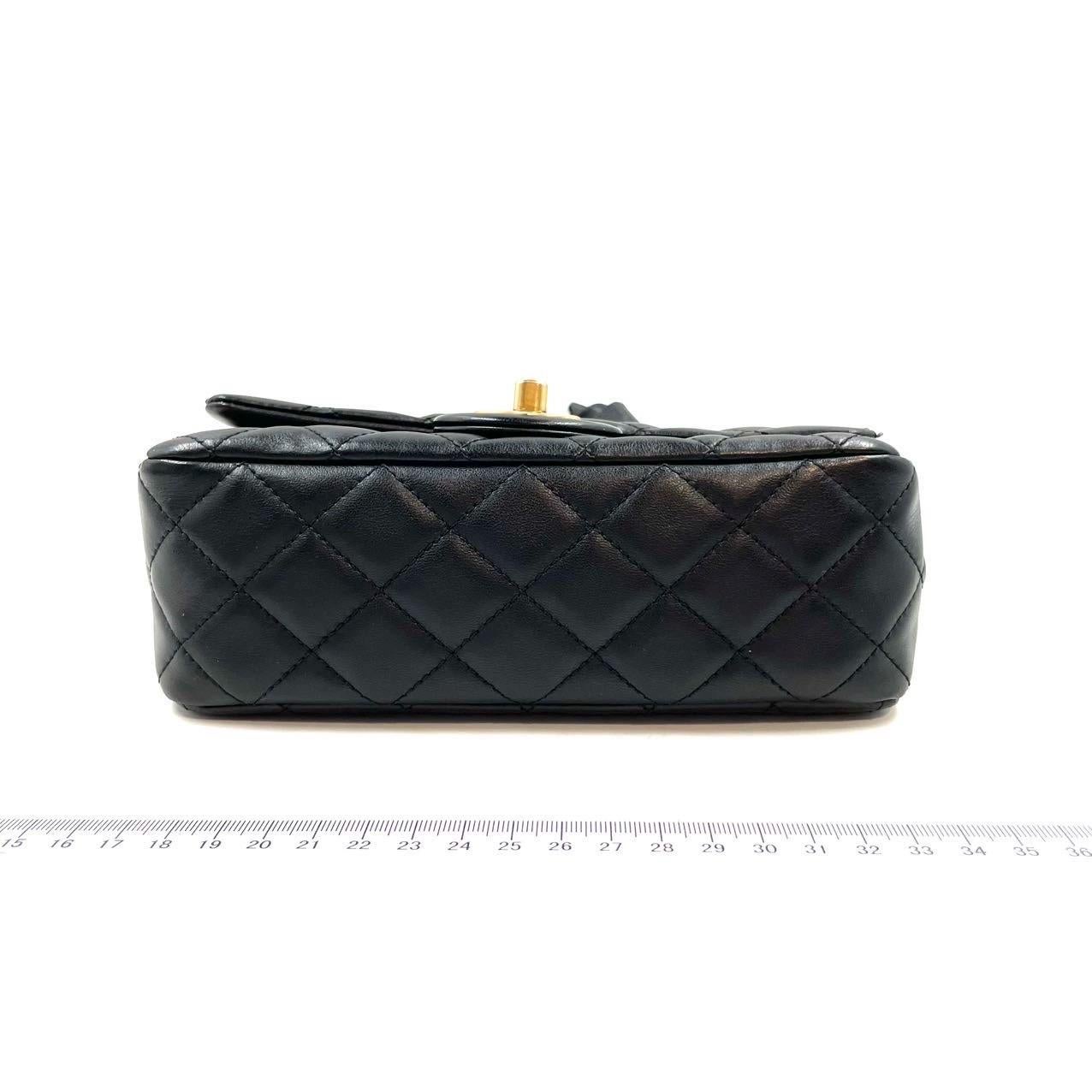 Chanel Romance Classic Flap Mini Black Lambskin Leather Gold Hardware, 2021 6