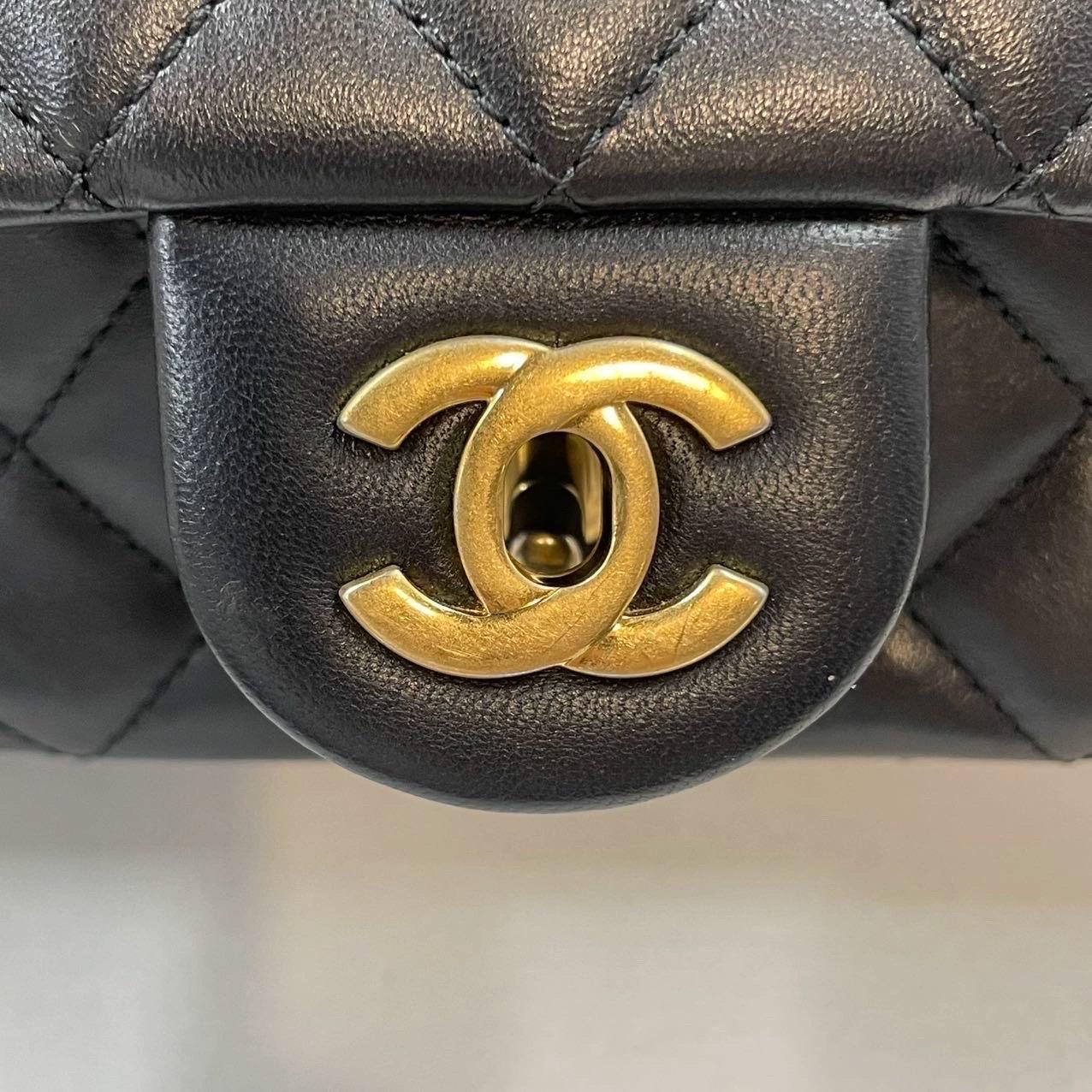 Chanel Romance Classic Flap Mini Black Lambskin Leather Gold Hardware, 2021 8