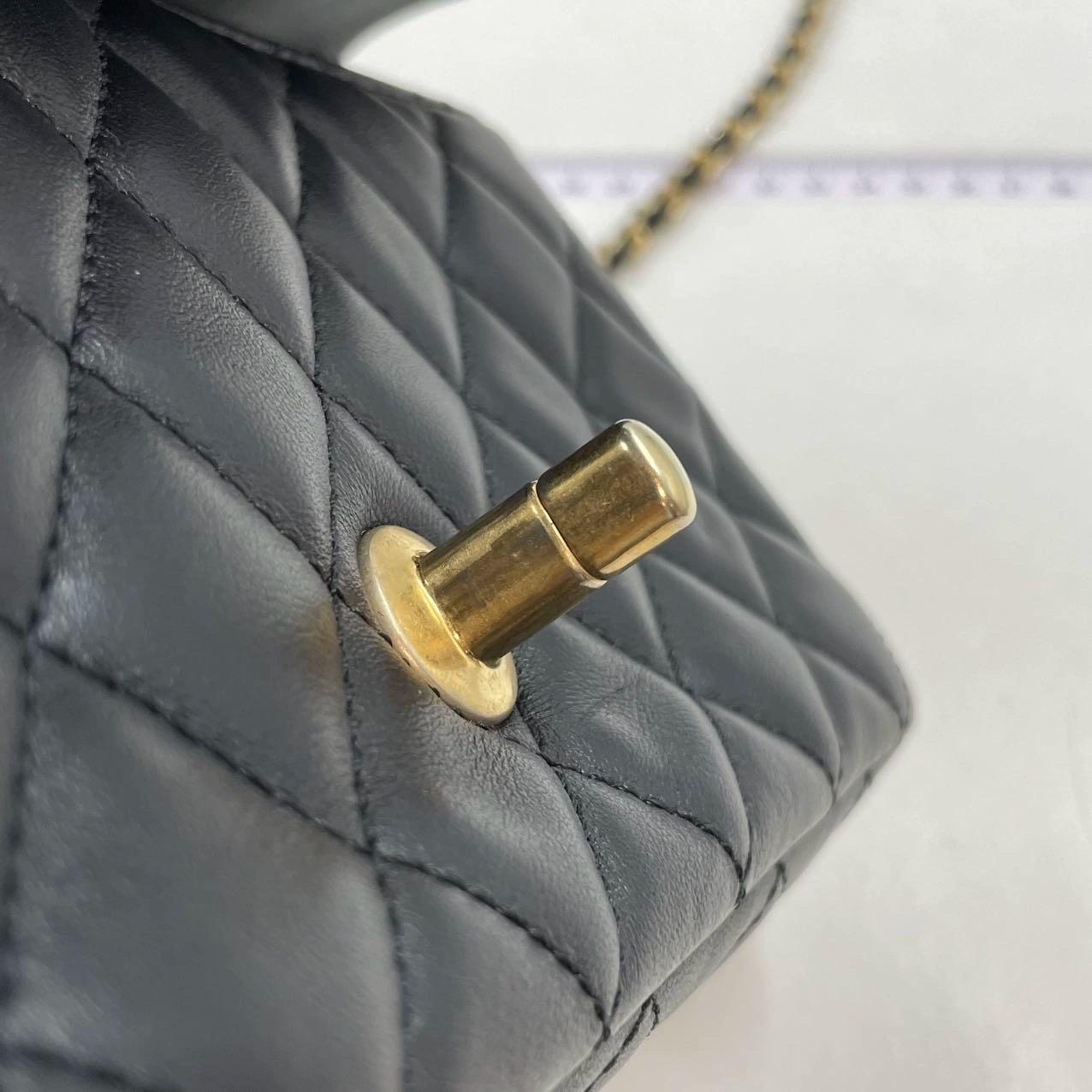 Chanel Romance Classic Flap Mini Black Lambskin Leather Gold Hardware, 2021 12