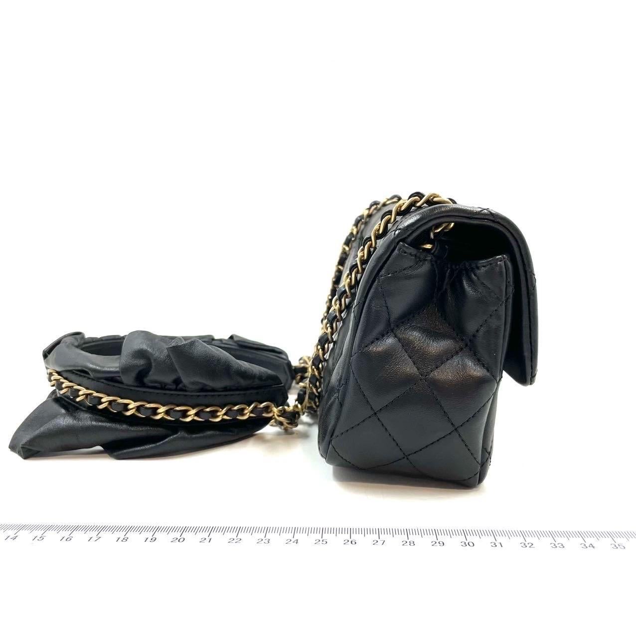Women's Chanel Romance Classic Flap Mini Black Lambskin Leather Gold Hardware, 2021