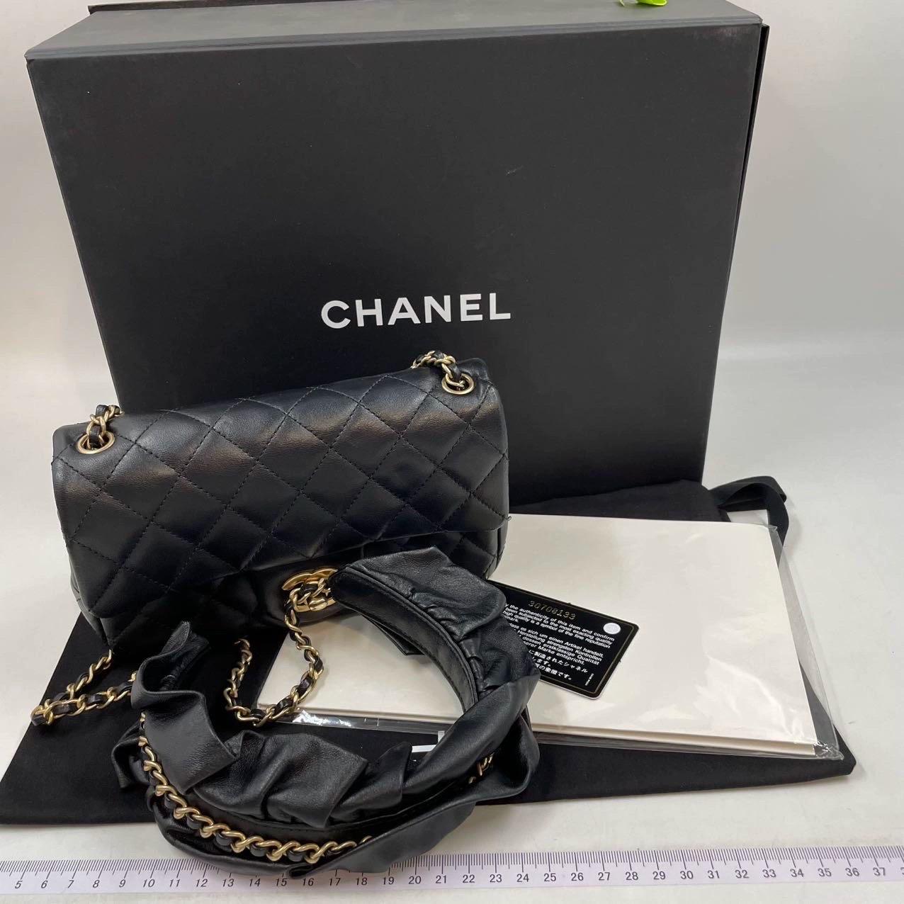 Chanel Romance Classic Flap Mini Black Lambskin Leather Gold Hardware, 2021 3