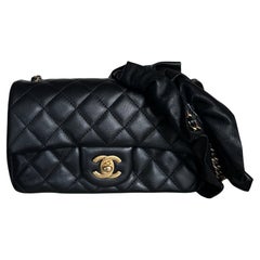 Chanel Romance Classic Flap Mini Black Lambskin Leather Gold Hardware, 2021